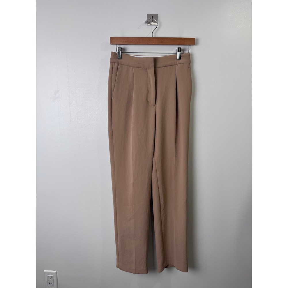 Aritzia Wilfred Women Tan Effortless Pleated High Waist Straight Leg Pants 0